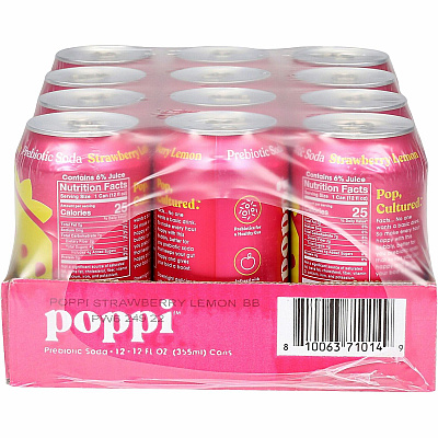 Poppi Strawberry Lemon-Flavored Prebiotic Soda (POI50006)