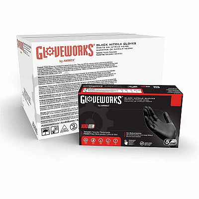 GloveWorks by AMMEX GloveWorks by AMMEX Industrial Black Nitrile Disposable Gloves (GPNB42100)