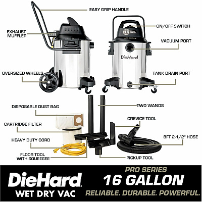 DieHard 16-Gallon 6.5 HP Pro Series Wet/Dry Vacuum (ESMDH7000701)