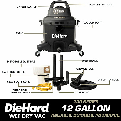 DieHard 12-Gallon 6 HP Pro Series Wet/Dry Vacuum (ESMDH7000601)