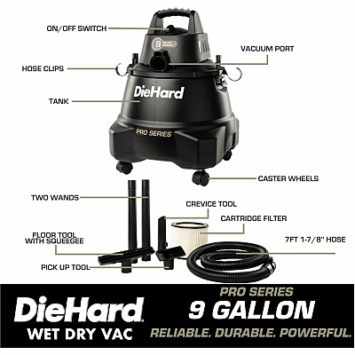 DieHard 9-Gallon 5.5 HP Pro Wet/Dry Vacuum (ESMDH7000501)