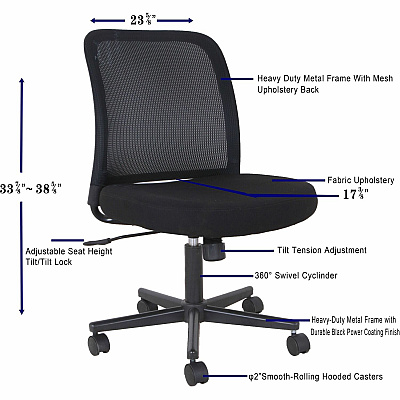 NuSparc Armless Task Chair (NPRCH302MNBK)