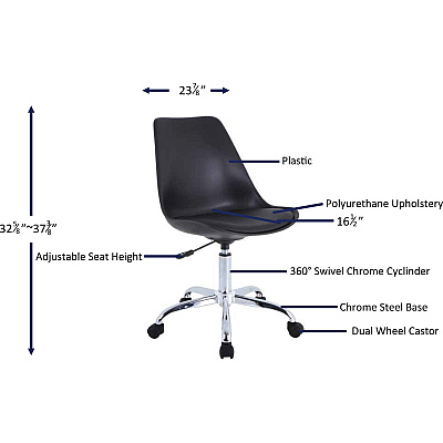 NuSparc Padded Seat Poly Task Chair (NPRCH303CNBK)
