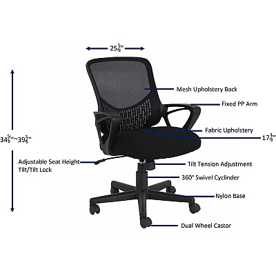 NuSparc Mid-back Mesh Task Chair (NPRCH301MABK)