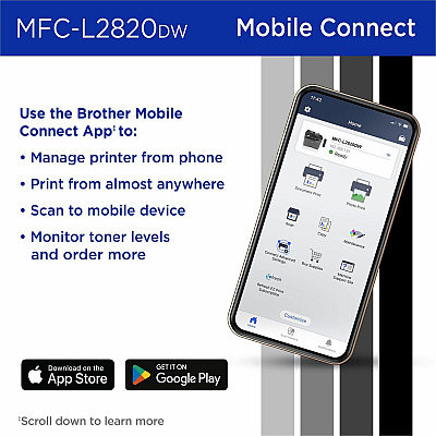 Brother Wireless MFC-L2820DW Compact Monochrome All-in-One Laser Printer with Copy, Scan and Fax, Duplex and Mobile Printing