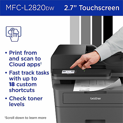 Brother Wireless MFC-L2820DW Compact Monochrome All-in-One Laser Printer with Copy, Scan and Fax, Duplex and Mobile Printing