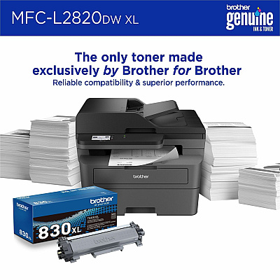 Brother Wireless MFC-L2820DW XL Compact Monochrome All-in-One Laser Printer with Copy, Scan and Fax, up to 4,200 pages¹ of toner included, Duplex and Mobile Printing