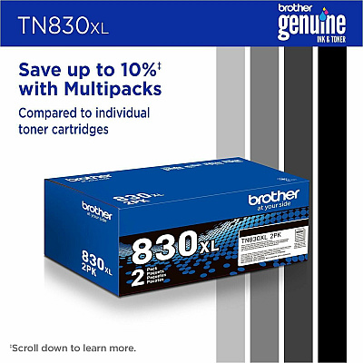 Brother Genuine TN830XL High Yield Black Toner Cartridge