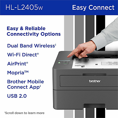 Brother Wireless HL-L2405W Compact Monochrome Laser Printer, Mobile Printing