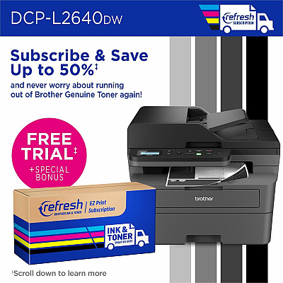 Brother Wireless DCP-L2640DW Compact Monochrome Multi-Function Laser Printer with Print, Copy and Scan, Duplex and Mobile Printing