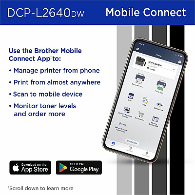 Brother Wireless DCP-L2640DW Compact Monochrome Multi-Function Laser Printer with Print, Copy and Scan, Duplex and Mobile Printing