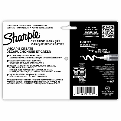Sharpie Creative Markers, Water-Based Acrylic Markers, Bullet Tip (SAN2196902)