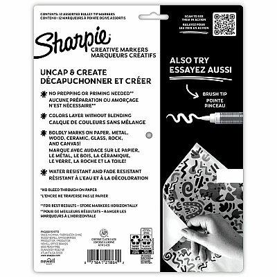 Sharpie Creative Markers, Water-Based Acrylic Markers, Bullet Tip (SAN2196905)