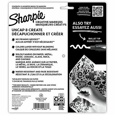 Sharpie Creative Markers, Water-Based Acrylic Markers, Brush Tip (SAN2196907)
