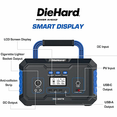 DieHard 500-Watt Lithium-ion Portable Power Station/Solar Generator (ESMDH2000201)