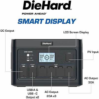 DieHard 2400-Watt Lithium-ion Portable Power Station/Solar Generator (ESMDH2000401)