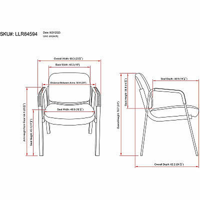 Lorell Deluxe Leather 4-Leg Guest Chair (LLR84594)