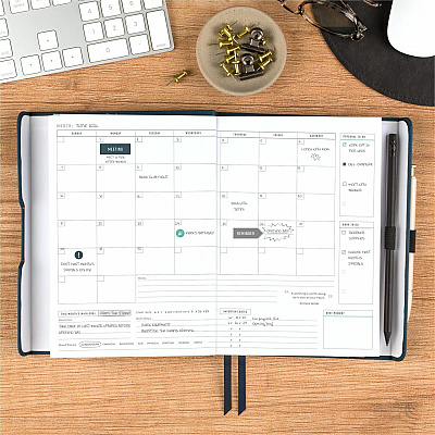 AT-A-GLANCE Foundation Undated Weekly/Monthly Planner 8-1/2" x 6-3/4" Blue (AAGFD20020)