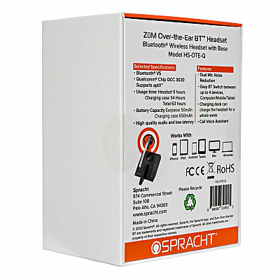 Spracht ZUM Over-the-Ear Bluetooth Headset & Base (SPTHSOTEQ)