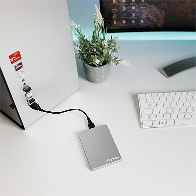 Verbatim 1TB Store 'n' Go ALU Slim Portable Hard Drive - Silver (53663)