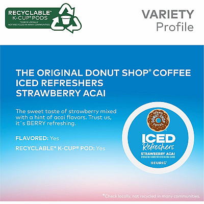 The Original Donut Shop ICED Refreshers K-Cup Pods, Strawberry, 20/Box (GMT0237)