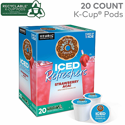 The Original Donut Shop ICED Refreshers K-Cup Pods, Strawberry, 20/Box (GMT0237)