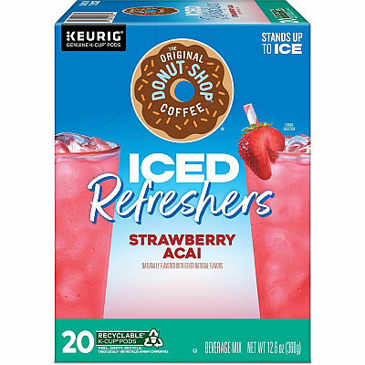 The Original Donut Shop ICED Refreshers K-Cup Pods, Strawberry, 20/Box (GMT0237)