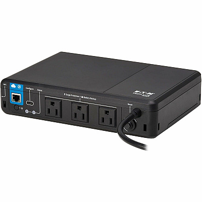 Eaton Tripp Lite Series 350VA 210W 120V Standby Cloud-Connected UPS with Remote Monitoring - 3 NEMA 5-15R Outlets (Surge + Battery Backup), 5-15P Plug, Desktop (BC350RNC)