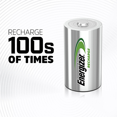 Energizer Recharge Universal Rechargeable D Batteries, 2 Pack (EVENH50BP2)