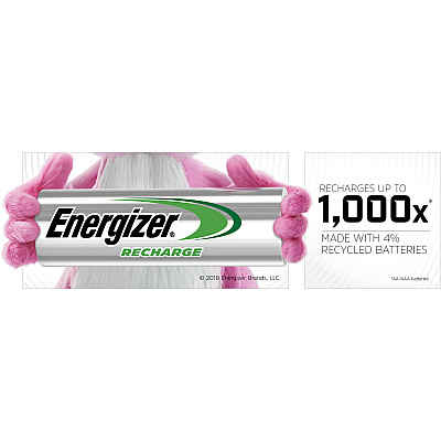 Energizer Recharge Universal Rechargeable D Batteries, 2 Pack (EVENH50BP2)