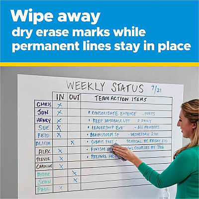 Post-it Easy Erase Whiteboard Surface, White, 50' x 4' (EE50X4)