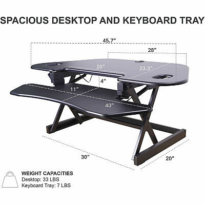 Rocelco CADR-46 Corner Sit-to-Stand Desk Riser (RCLRCADRB46A)