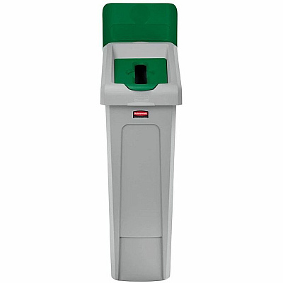 Rubbermaid Commercial Slim Jim Recycling Station Kit, 1-Stream Paper, 23 gal, Plastic, Green/Gray (RCP2185054)