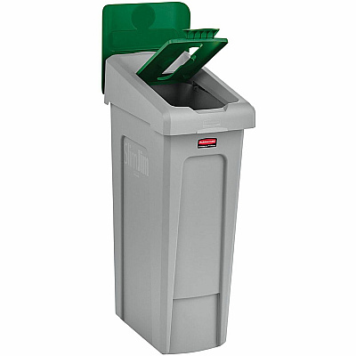 Rubbermaid Commercial Slim Jim Recycling Station Kit, 1-Stream Paper, 23 gal, Plastic, Green/Gray (RCP2185054)