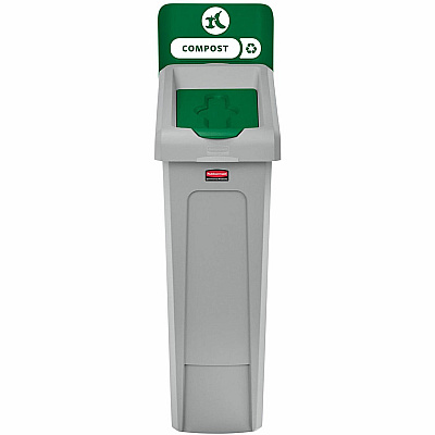 Rubbermaid Commercial Slim Jim Recycling Station 1-Stream Compost, 23 Gal (RCP2185051)