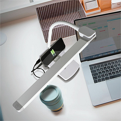 OttLite Swivel LED Desk Lamp with USB Charging and Stand (OTTCSN0800W)