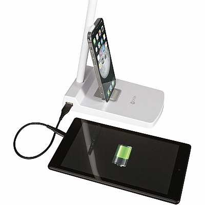 OttLite Swivel LED Desk Lamp with USB Charging and Stand (OTTCSN0800W)