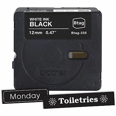 Brother Brother BTAG-335 White on Black Label Tape