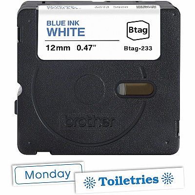 Brother Brother BTAG-233 Blue on White Label Tape