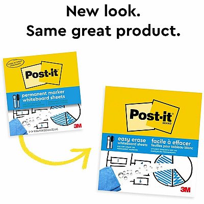 3M Easy Erase Permanent Marker Whiteboard Sheets (EESH2PKSIOC)