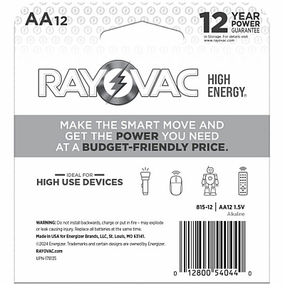 Rayovac Alkaline AA Batteries (81512T)
