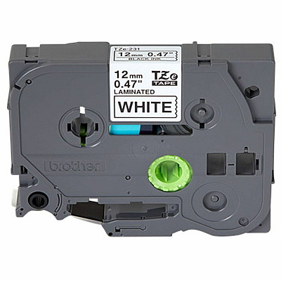 Brother Brother TZE231 ~1/2" Black Print on White Label Tape (TZE231G)
