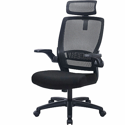 Lorell Lanser Mesh-Back Chair with Flip-Up Arms (63210)