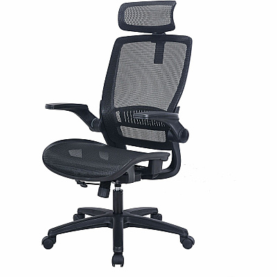 Lorell Lanser All-Mesh Chair with Flip-Up Arms (63211)