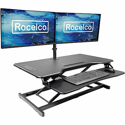 Rocelco Electric Desk Riser & Dual Monitor Mount (REDR2BDM2)