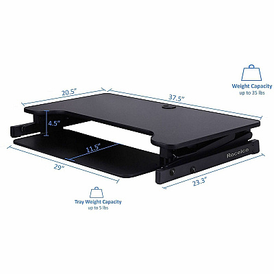 Rocelco Standing Desk Converter & Dual-Monitor Mount (RDADRBDM2)