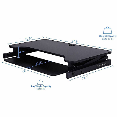 Rocelco Standing Desk Converter & Commercial-grade Anti-Fatigue Mat (RDADRBMAFM)