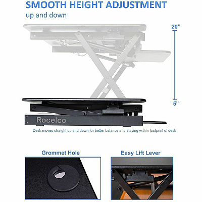 Rocelco Sit-to-Standing Desk Riser (RDADRB40)