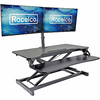 Rocelco Desk Riser & Dual-Monitor Mount (RVADRBDM2)