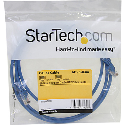 StarTech 6 Ft Blue Snagless Cat5e Utp Patch Cable (RJ45PATCH6)